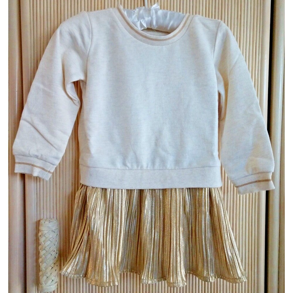 Gymboree Girl's Dress Size 2T Gold Metallic Shimmer Holiday Party Pleats NWT